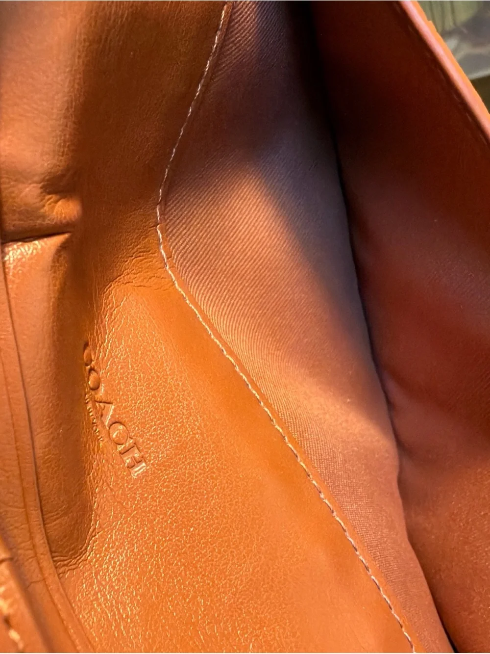Coach Leather Zip Wallet in Cognac Brown with Gold Logo #58586